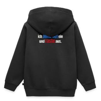 Ich atme tief ein und raste aus - Kinder Premium Organic Hoodie - Schwarz - Hinten - AI Model Kid Male (0cm)