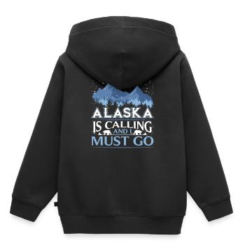 Cadeau d'ours polaire de vacances d'hiver en Alaska - Sweat Premium à capuche enfant bio - noir - Dos - AI Model Kid Male (0cm)