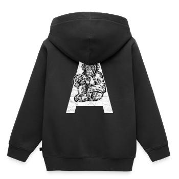 Chimpanzé de primate singe - Sweat Premium à capuche enfant bio - noir - Dos - AI Model Kid Male (0cm)