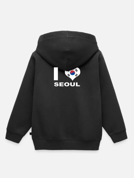 Seoul - Kinder Premium Organic Hoodie - Schwarz