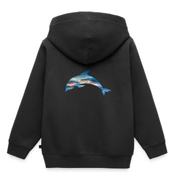 Delfin Delphin Pazifik Indischer Ozean Fisch Tier - Kinder Premium Organic Hoodie - Schwarz - Hinten - AI Model Kid Male (0cm)