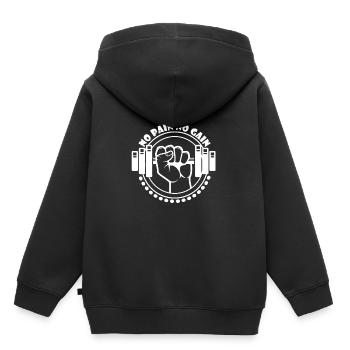No Pain No Gain - Fitness - Sweat Premium à capuche enfant bio - noir - Dos - AI Model Kid Male (0cm)