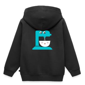 Teigmaschine mit Augen Geschenk Kinder - Kinder Premium Organic Hoodie - Schwarz - Hinten - AI Model Kid Male (0cm)