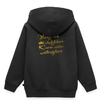 Hinfallen aufstehen krone richten weitergehen - Kinder Premium Organic Hoodie - Schwarz - Hinten - AI Model Kid Male (0cm)