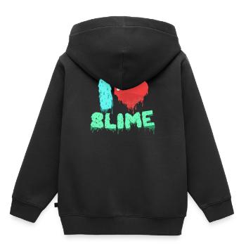 I Love Slime Je Love Mucus fluffy cadeau - Sweat Premium à capuche enfant bio - noir - Dos - AI Model Kid Male (0cm)