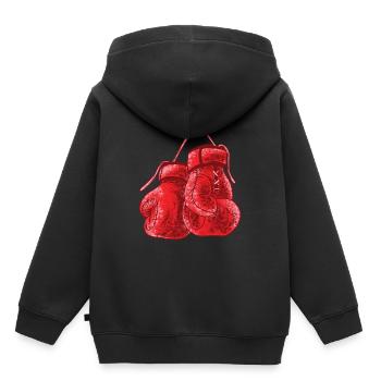 Boxhandschuhe Shirt - Vintage Boxhandschuhe - Kinder Premium Organic Hoodie - Schwarz - Hinten - AI Model Kid Male (0cm)