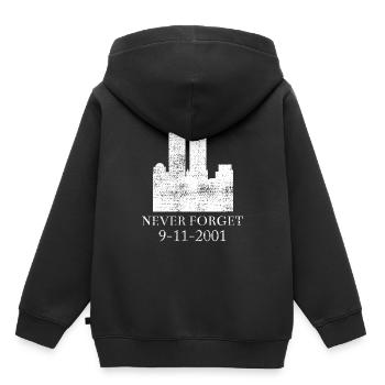 9 11 Shirt - Kinder Premium Organic Hoodie - Schwarz - Hinten - AI Model Kid Male (0cm)