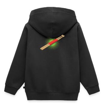 Batterie Drum Drumsticks Rétro Cadeau - Sweat Premium à capuche enfant bio - noir - Dos - AI Model Kid Male (0cm)