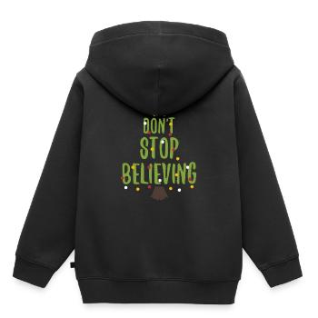 Ne pas arrêter de croire - Noël, arbre de Noël - Sweat Premium à capuche enfant bio - noir - Dos - AI Model Kid Male (0cm)