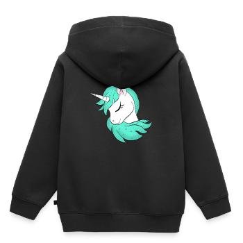 Licorne - Licorne - Licorne - Sweat Premium à capuche enfant bio - noir - Dos - AI Model Kid Male (0cm)