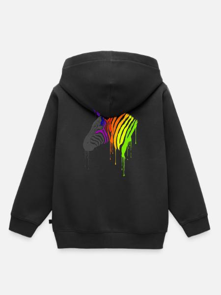 Regebnbogen Zebra - Kinder Premium Organic Hoodie - Schwarz