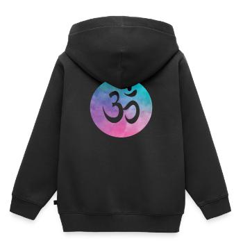 Om Zeichen Wasserfarben Yoga Spiritualität Namaste - Kinder Premium Organic Hoodie - Schwarz - Hinten - AI Model Kid Male (0cm)