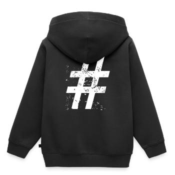 HASHTAG - Sweat Premium à capuche enfant bio - noir - Dos - AI Model Kid Male (0cm)