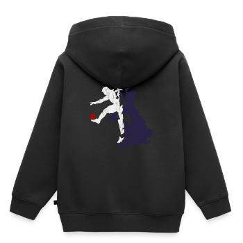 Joueur de rugby cadeau anniversaire enfant angleterre - Sweat Premium à capuche enfant bio - noir - Dos - AI Model Kid Male (0cm)