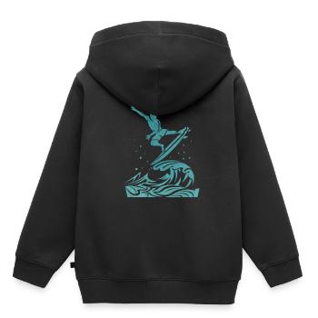 Surfer Wellenreiter - Kinder Premium Organic Hoodie - Schwarz - Hinten - AI Model Kid Male (0cm)
