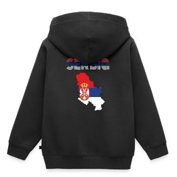 Serbien - Kinder Premium Organic Hoodie - Schwarz - Hinten - AI Model Kid Male (0cm)