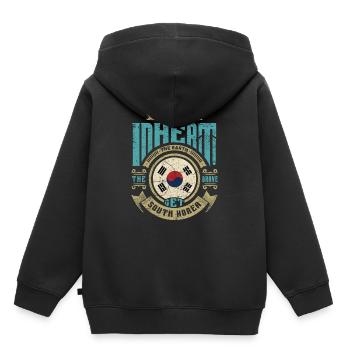 Corée du Sud - Sweat Premium à capuche enfant bio - noir - Dos - AI Model Kid Male (0cm)