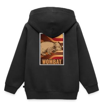 Retro Wombat Plakat - Kinder Premium Organic Hoodie - Schwarz - Hinten - AI Model Kid Male (0cm)