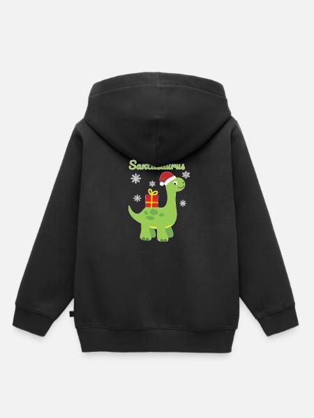 Weihnachten Dinosaurier Santasaurus Geschenk - Kinder Premium Organic Hoodie - Schwarz