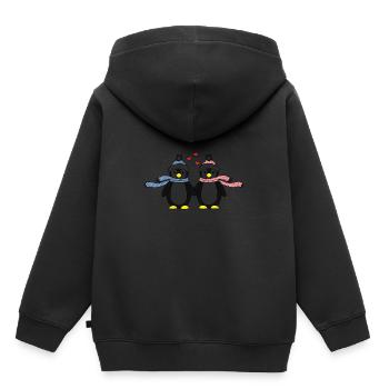 Pingouin Amour Relation partenariat cadeau - Sweat Premium à capuche enfant bio - noir - Dos - AI Model Kid Male (0cm)