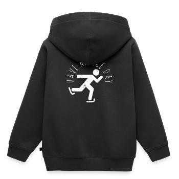 Schlittschuhlaufen Wortspiel - Kinder Premium Organic Hoodie - Schwarz - Hinten - AI Model Kid Male (0cm)