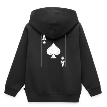 Poker Ass Carte - Sweat Premium à capuche enfant bio - noir - Dos - AI Model Kid Male (0cm)