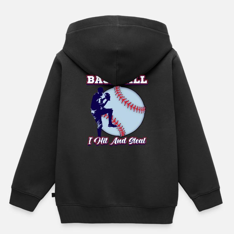 Pâte de lanceur de baseball - Sweat Premium à capuche enfant bio - noir