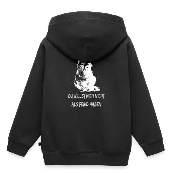 Böse Katze / Du willst mich nicht als Feind haben - Kinder Premium Organic Hoodie - Schwarz - Hinten - AI Model Kid Male (0cm)