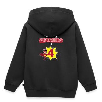 4. Geburtstag Superheld Comic Kinder Geschenk - Kinder Premium Organic Hoodie - Schwarz - Hinten - AI Model Kid Male (0cm)