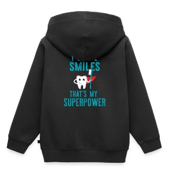 Kinderzahnarzt Zahnärztin Praxis Geschenk Zahn - Kinder Premium Organic Hoodie - Schwarz - Hinten - AI Model Kid Male (0cm)