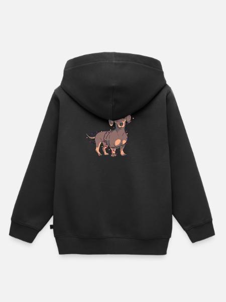 Weihnachtsdackel-Lichter - Kinder Premium Organic Hoodie - Schwarz