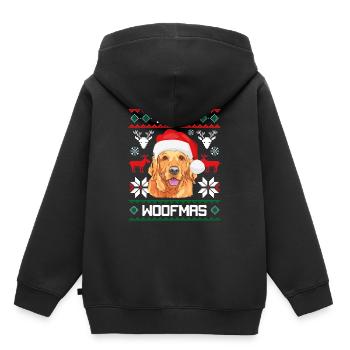 Merry Woofmas Golden Retriever Dog Ugly Sweater - Kinder Premium Organic Hoodie - Schwarz - Hinten - AI Model Kid Male (0cm)