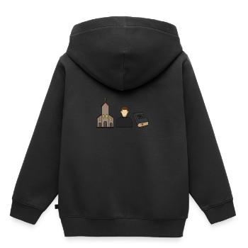 Catholique catholique prêtre Église chrétienne - Sweat Premium à capuche enfant bio - noir - Dos - AI Model Kid Male (0cm)