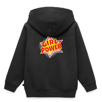 Girlpower Powergirl Frauenpower Powerfrau - Kinder Premium Organic Hoodie - Schwarz - Hinten - AI Model Kid Male (0cm)