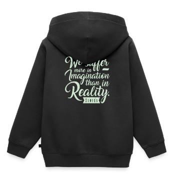 Suffer More Often In Imagination Than In Reality - Kinder Premium Organic Hoodie - Schwarz - Hinten - AI Model Kid Male (0cm)