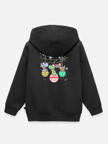 Dinosaurier T-Rex Santa Weihnachten Geschenk - Premium børne hættetrøje økologisk - sort