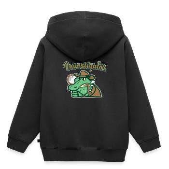 Krokodil Aligator Geschenkidee Privatdetektiv - Kinder Premium Organic Hoodie - Schwarz - Hinten - AI Model Kid Male (0cm)