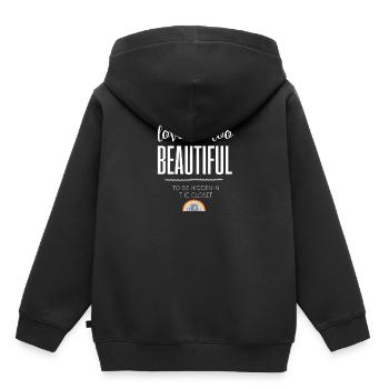 L'amour est trop beau drapeau arc-en-ciel de fierté gay LGBT - Sweat Premium à capuche enfant bio - noir - Dos - AI Model Kid Male (0cm)