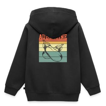 Vegan Aubergine Retro T-shirt Bio Bio - Sweat Premium à capuche enfant bio - noir - Dos - AI Model Kid Male (0cm)