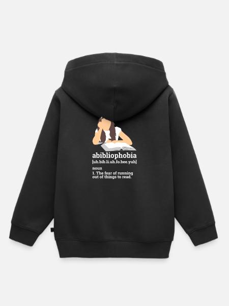 READING: abibliophobia - Kinder Premium Organic Hoodie - Schwarz