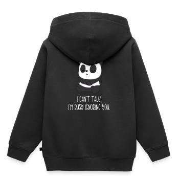 Panda– Pandabär – Pandafan – Ignoranz - Kinder Premium Organic Hoodie - Schwarz - Hinten - AI Model Kid Male (0cm)