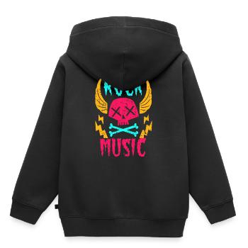 musique rock - Sweat Premium à capuche enfant bio - noir - Dos - AI Model Kid Male (0cm)