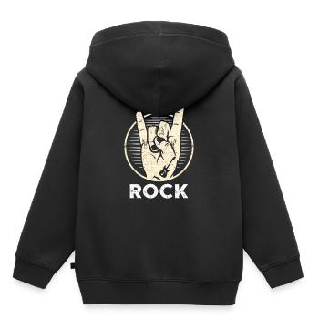 rock n roll - Sweat Premium à capuche enfant bio - noir - Dos - AI Model Kid Male (0cm)
