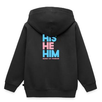 Son Lui Respecte Mes Pronoms - Sweat Premium à capuche enfant bio - noir - Dos - AI Model Kid Male (0cm)