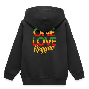 Love Reggae Musique Genre - Sweat Premium à capuche enfant bio - noir - Dos - AI Model Kid Male (0cm)