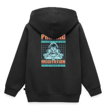 Cosmos - Praying - Meditation - Kinder Premium Organic Hoodie - Schwarz - Hinten - AI Model Kid Male (0cm)