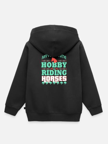 Hobby Pferde Reiten - Kinder Premium Organic Hoodie - Schwarz