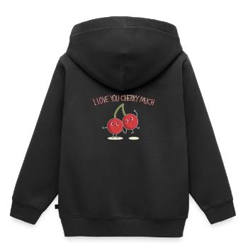 Kirsche - Kinder Premium Organic Hoodie - Schwarz - Hinten - AI Model Kid Male (0cm)