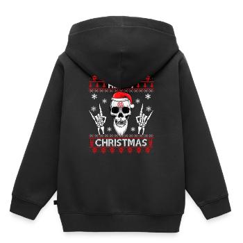 HEAVY CHRISTMAS - UGLY XMAS SWEATER METAL HEAD! - Kinder Premium Organic Hoodie - Schwarz - Hinten - AI Model Kid Male (0cm)