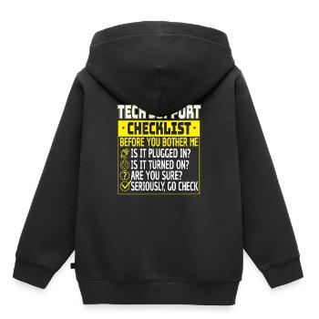 Tech Support Checklist Helpdesk Computer Admin - Kinder Premium Organic Hoodie - Schwarz - Hinten - AI Model Kid Male (0cm)